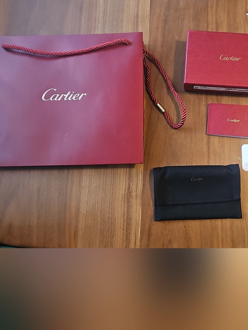 Cartier Red Presentation Bag with Black Pouch and Red Box Accessories